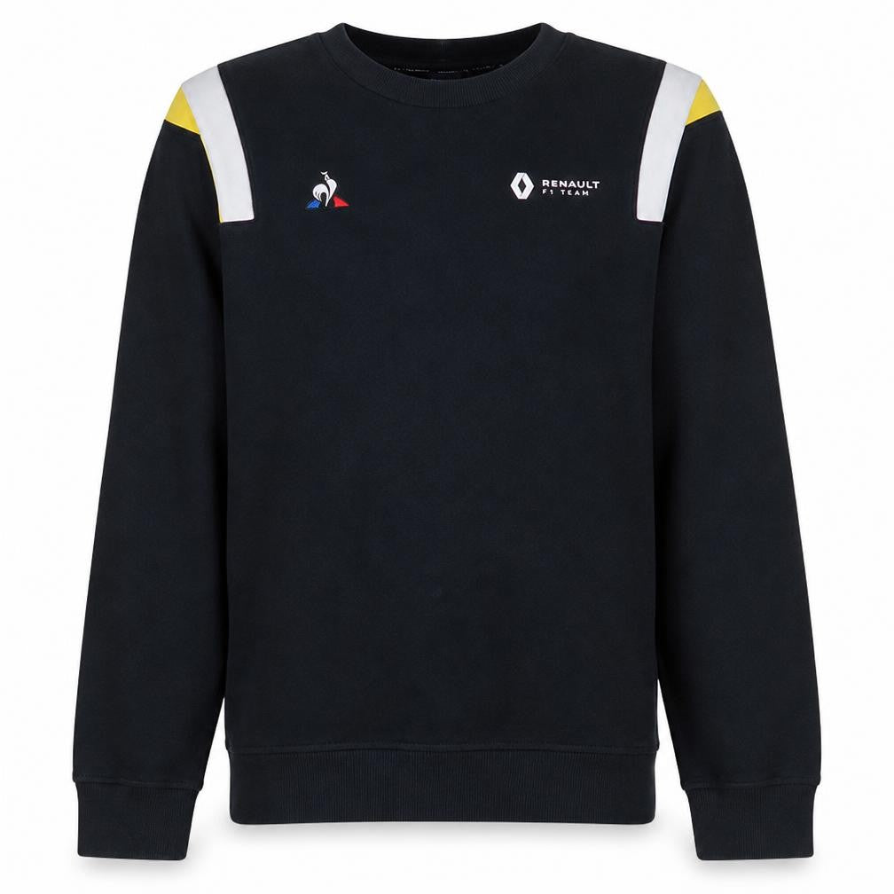 Front view of Le Coq Sportif Men Black Sweatshirt Small Crew Neck F1 Team Pullover