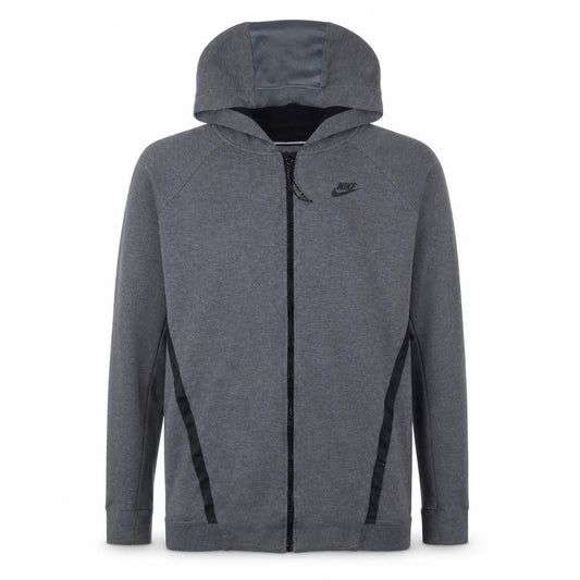 Front view of Nike Men's Grey Full Zip Hoodie, size M, Sportswear