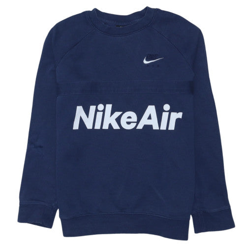Nike Boys Blue Crew Neck Pullover Sweatshirt L 147-158cm Logo Print
