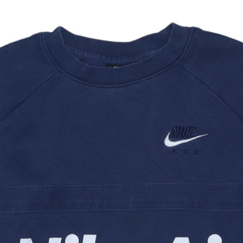 Nike Boys Blue Crew Neck Pullover Sweatshirt L 147-158cm Logo Print