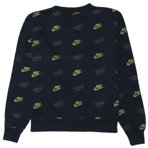 Nike Womens Black Logo Print Pullover Sweatshirt Size M