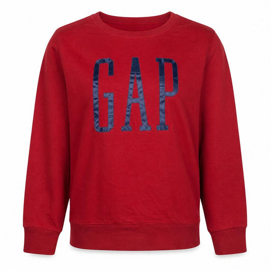 Front view of Gap women’s red crew neck pullover sweatshirt, size L, cotton blend