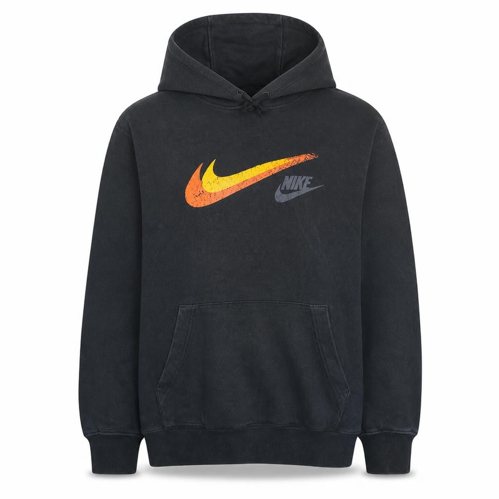 Front view of Nike Men's Black Pullover Hoodie M Logo Graphic Sportswear