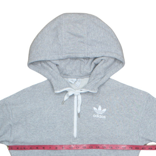 Adidas Women's Grey Beige 1/4 Zip Hooded Pullover XS Sweatshirt