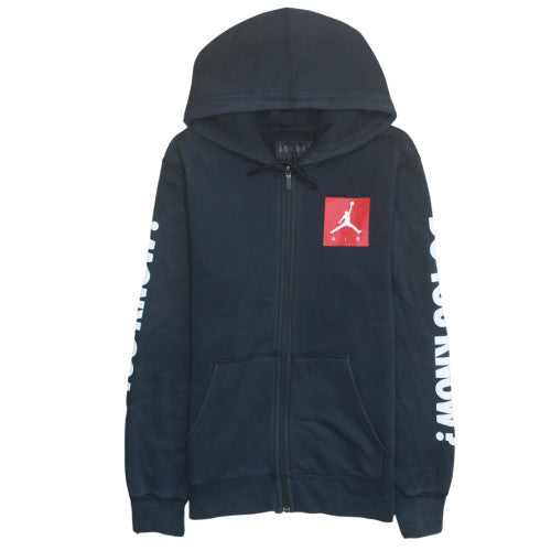 Jordan Air Mens Black Full Zip Hoodie Small Logo Graphic Sweatshirt