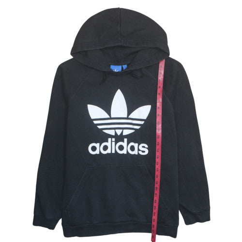Adidas Womens Black XL Pullover Hoodie with Logo Print