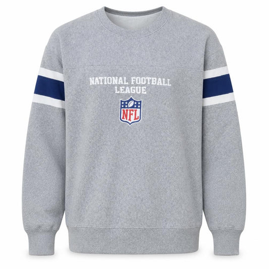Front view of NFL Team Apparel Men's Grey M Pullover Crew Neck Sweatshirt
