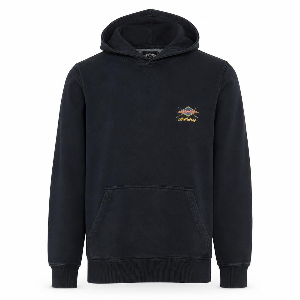 Front view of Billabong Men's Black XS Pullover Hoodie with Logo Graphic