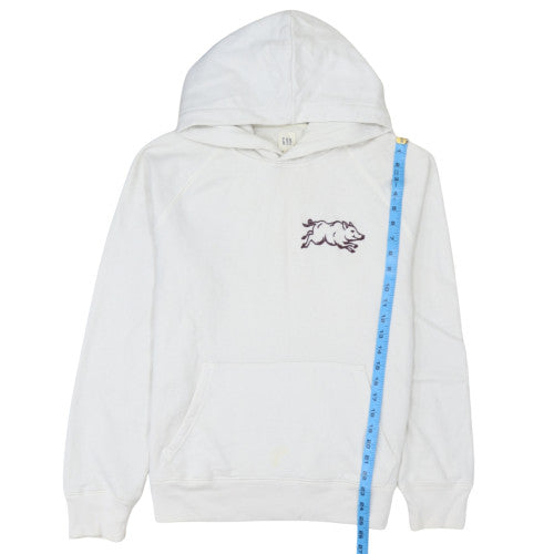 GAP Women White Hooded Pullover Hoodie Size M Cotton Blend