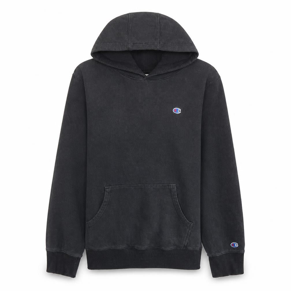 Front view of Champion Men's Black XL Pullover Hoodie Fleece Sweatshirt