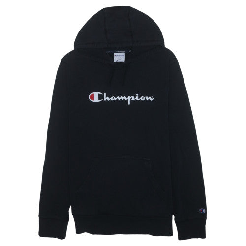 Champion Men's Black Pullover Hoodie 2XL Logo Fleece Sweatshirt