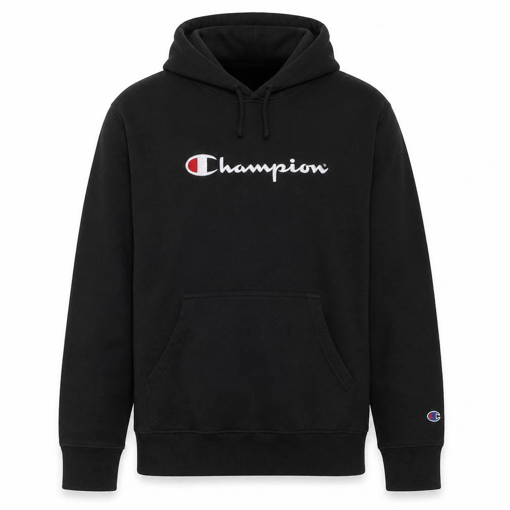 Champion Men's Black Pullover Hoodie 2XL Logo Fleece Sweatshirt