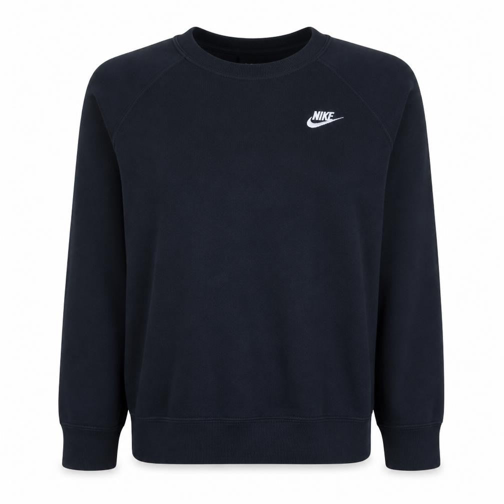 Front view of Nike women’s black l sweatshirt crew neck pullover cotton blend