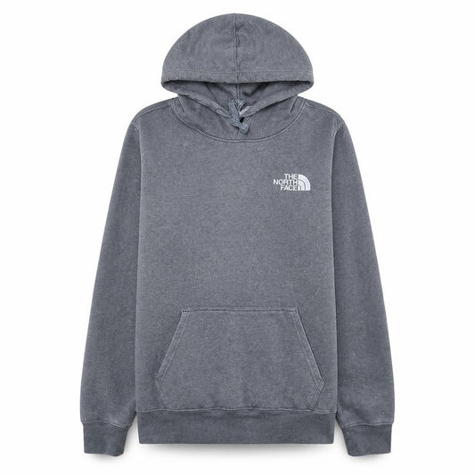 Front view of The North Face Men's Grey Pullover Hoodie, size M, Outdoor Fleece