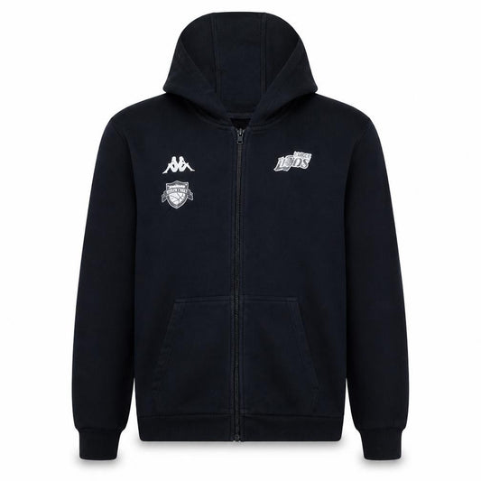 Front view of Kappa Men's Black XL Full Zip Hoodie London Lions Sportswear