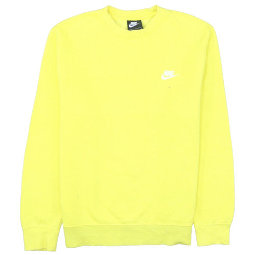 Nike Women Yellow Cotton Blend Crew Neck Pullover Sweatshirt M