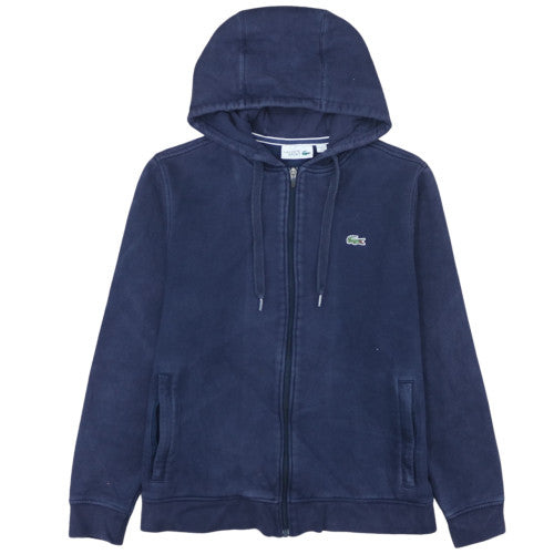 Lacoste Sport Womens Navy Full Zip Hoodie Size L Cotton Blend