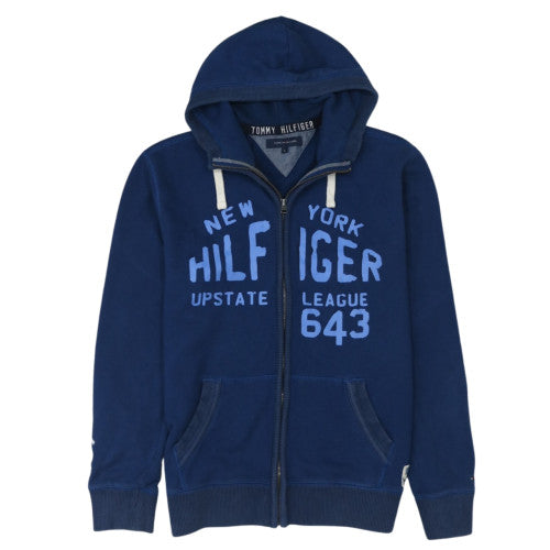 Tommy Hilfiger Men's Blue Full Zip Hoodie L Logo Sportswear