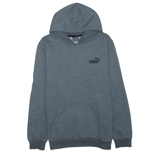 Puma Men's Grey Pullover Hoodie L Fleece Logo Sportswear
