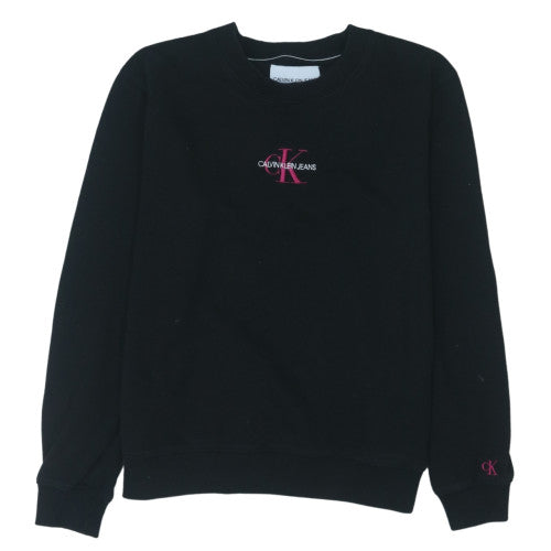Calvin Klein Jeans Women Black L Sweatshirt Logo Cotton Crew Neck