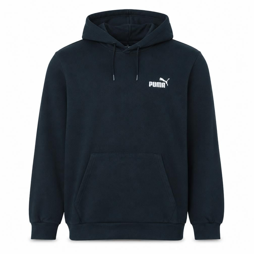 Front view of Puma Men's Black XL Pullover Hoodie Fleece Logo Sweatshirt