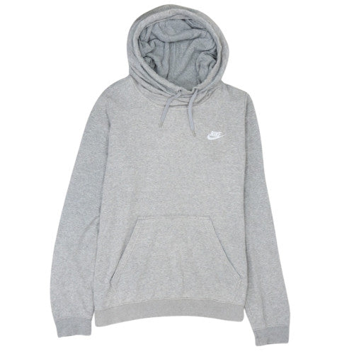 Nike Men's Grey Pullover Hoodie L Fleece Logo Sweatshirt