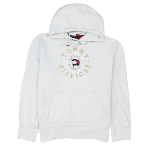 Tommy Hilfiger Women’s White Organic Cotton Pullover Hoodie Size L