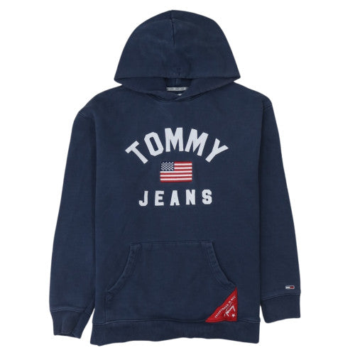 Tommy Jeans Men's Blue Pullover Hoodie M Regular Fit Graphic Logo
