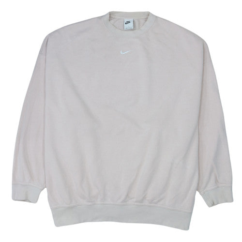 Nike Women Beige Crew Neck Pullover Sweatshirt L
