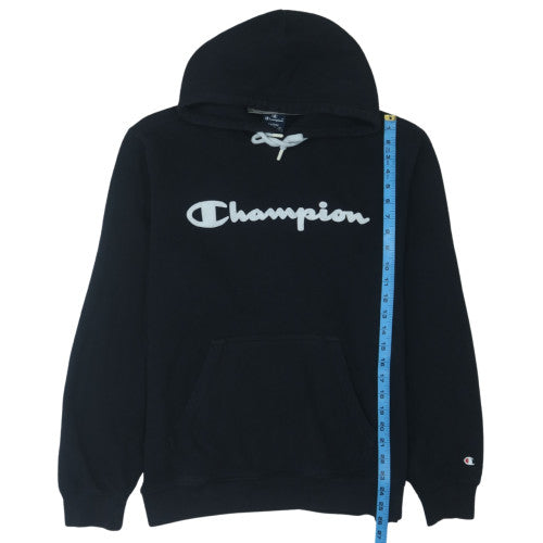 Champion Womens Black Large Pullover Hoodie with Logo Detail