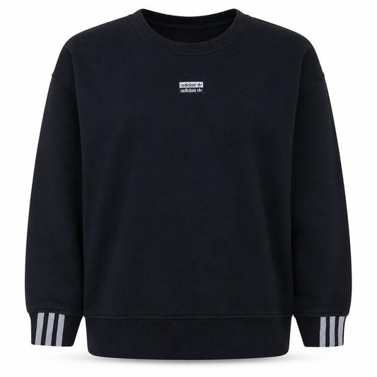 Front view of Adidas Women's Black Crew Neck Pullover Sweatshirt, size 14