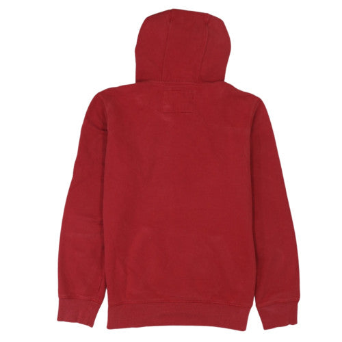 Napapijri Mens Red Pullover Hoodie L Embroidered Logo Fleece