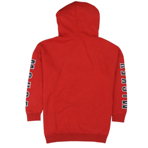 Disney Women Red Mickey Mouse Pullover Hoodie L Graphic Print Cotton