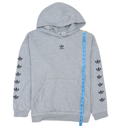 Adidas Women Grey Pullover Hoodie Lined Cotton Blend Size 8