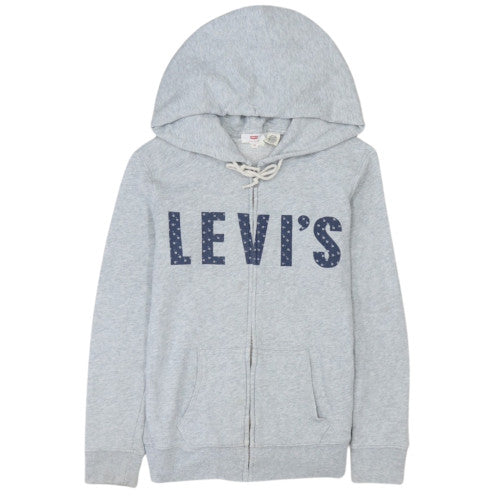 Levi's Women Grey Full Zip Hoodie XS Hooded Graphic Casual