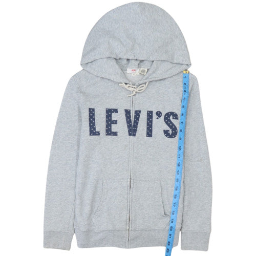 Levi's Women Grey Full Zip Hoodie XS Hooded Graphic Casual