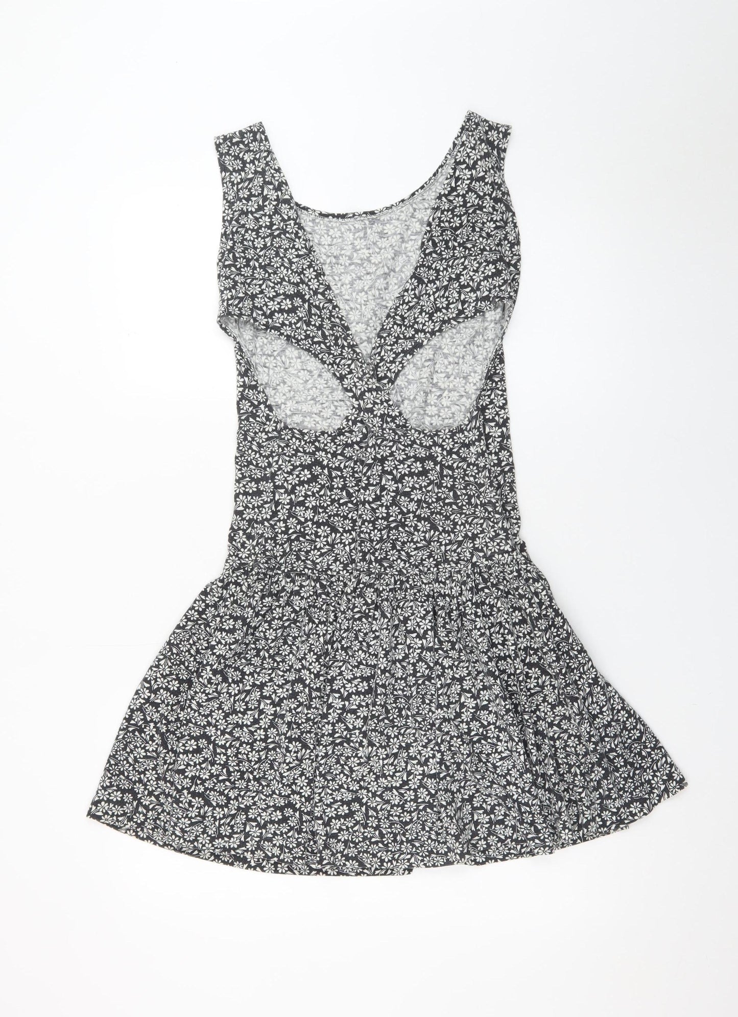 South Beach Womens Black Floral Cut Out Skater Dress M