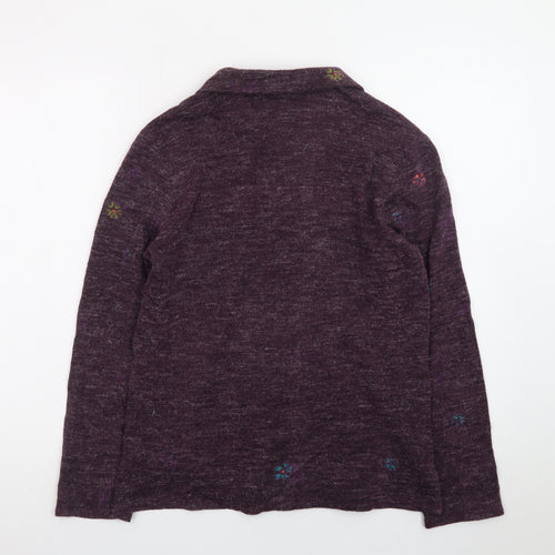 Foley's Women's Purple Floral Wool Blend Collared Cardigan Size 8