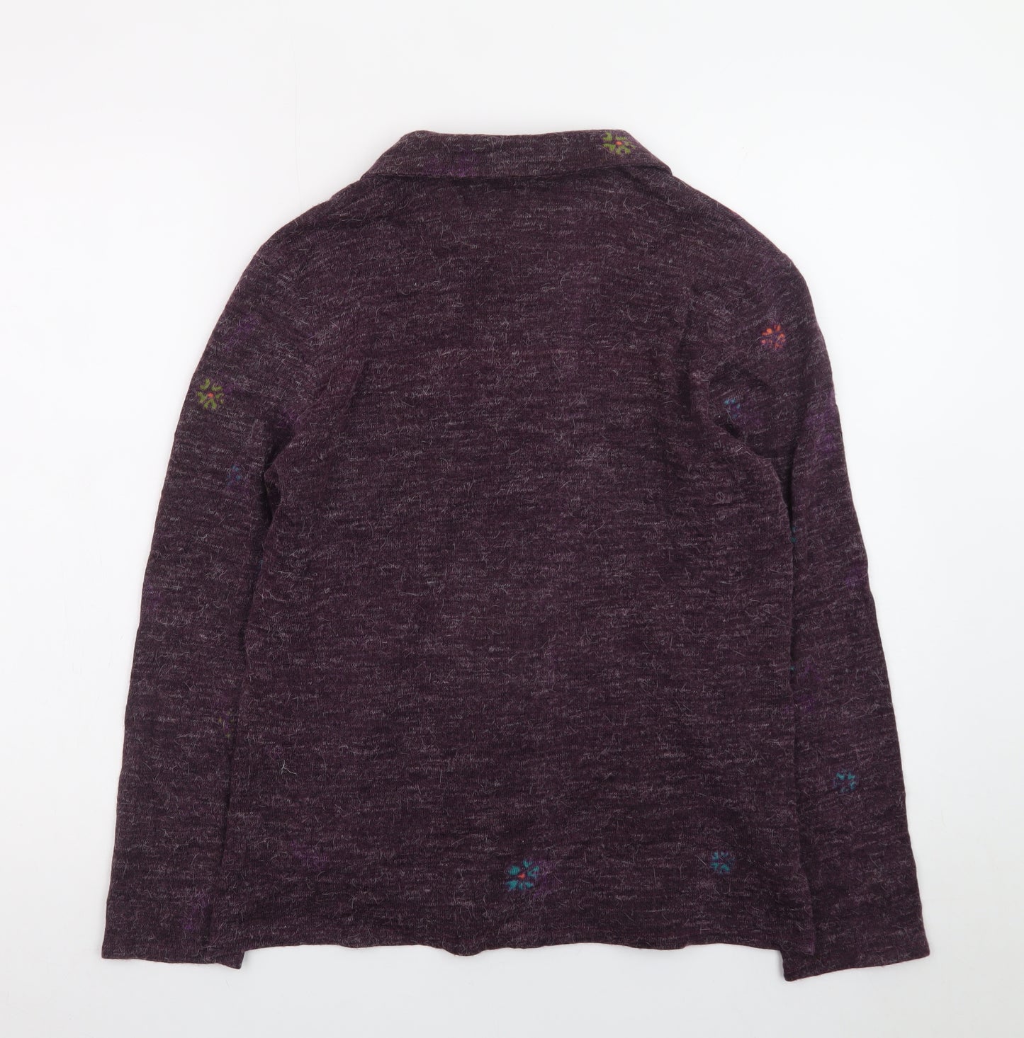 Foley's Women's Purple Floral Wool Blend Collared Cardigan Size 8