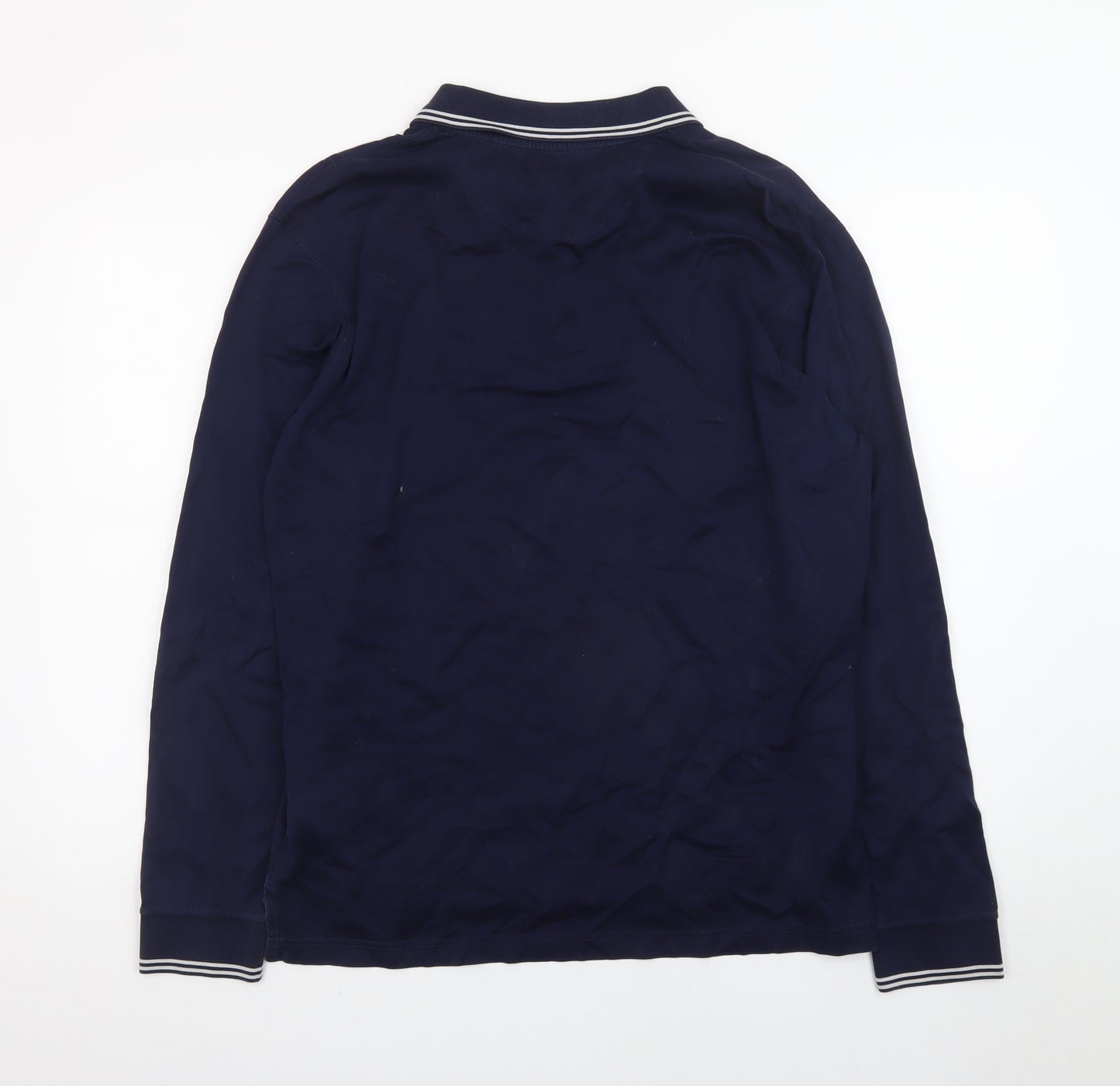 Jaeger Men's Blue Long Sleeve Cotton Polo Shirt Size L