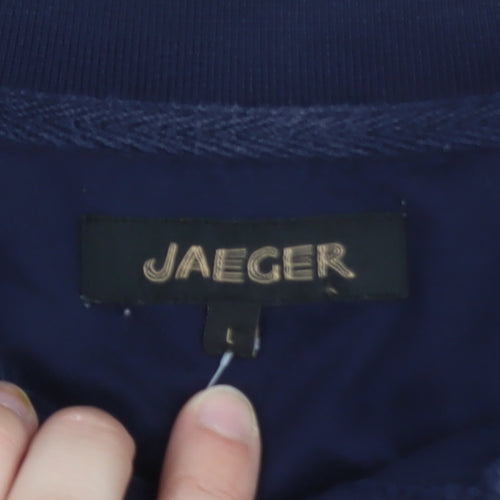 Jaeger Men's Blue Long Sleeve Cotton Polo Shirt Size L
