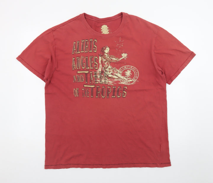 Margaritaville Men's Red XL Graphic Cotton T-Shirt Tropical Beach Style