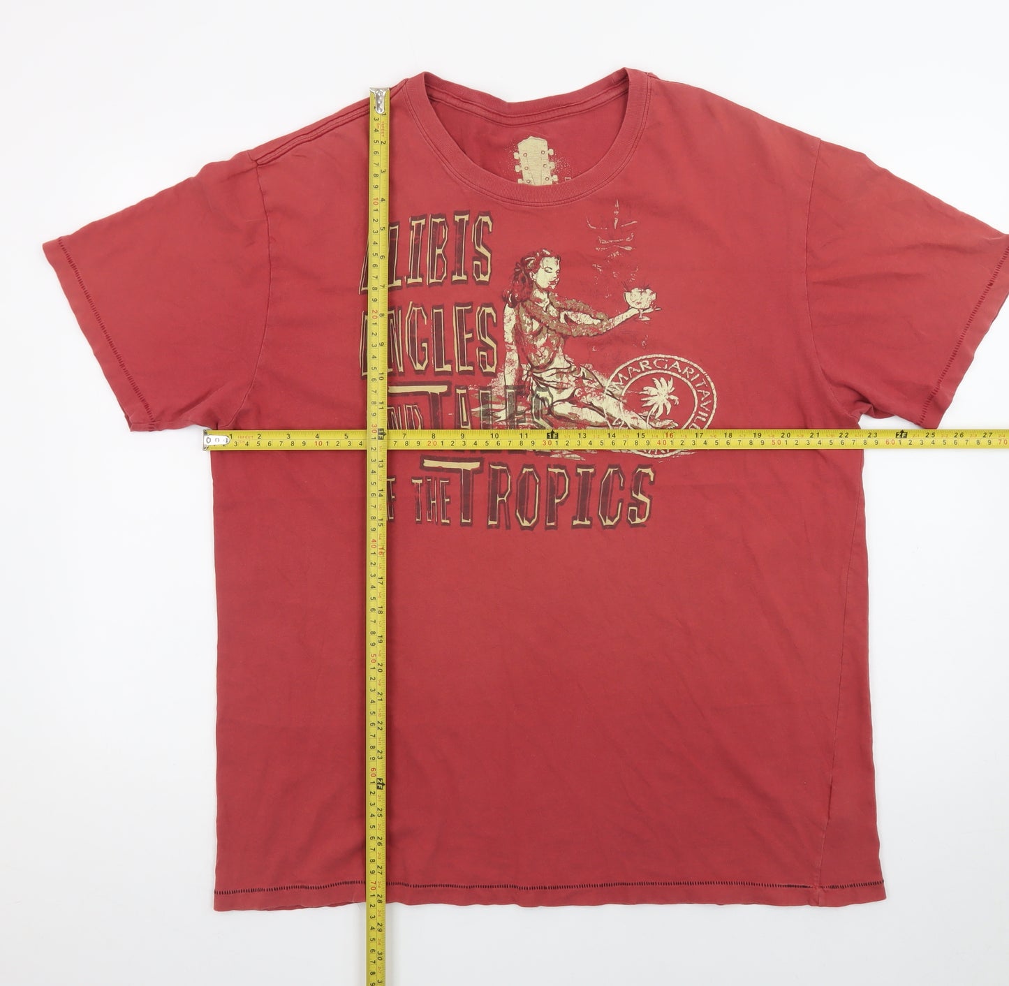 Margaritaville Men's Red XL Graphic Cotton T-Shirt Tropical Beach Style