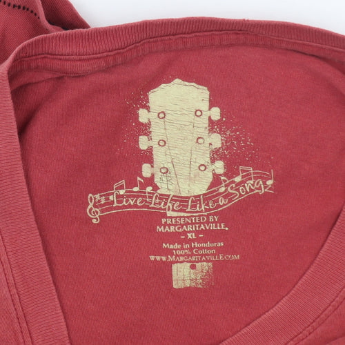 Margaritaville Men's Red XL Graphic Cotton T-Shirt Tropical Beach Style