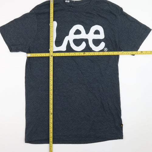 Lee Men's Blue Crew Neck Logo Short Sleeve T-Shirt Size L