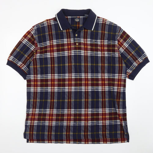 Dockers Men's Multicoloured Check Cotton Short Sleeve Polo XL