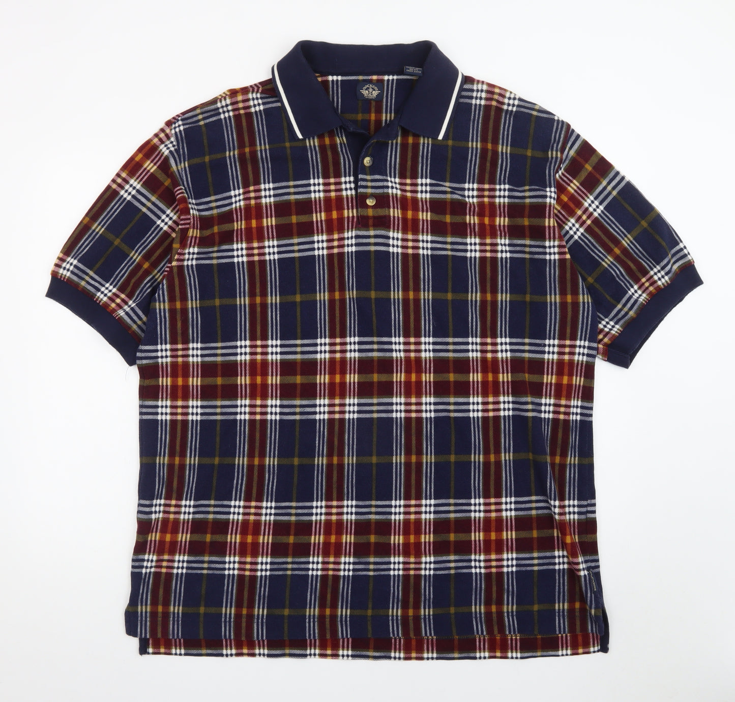 Dockers Men's Multicoloured Check Cotton Short Sleeve Polo XL