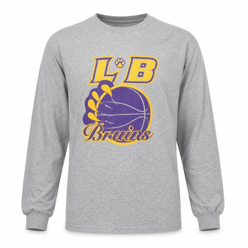 Gildan Mens Grey LB Bruins Sports Graphic Long Sleeve Cotton T-Shirt Size M