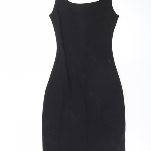 Pull&Bear Women's Black XS Sleeveless Bodycon Jersey Dress