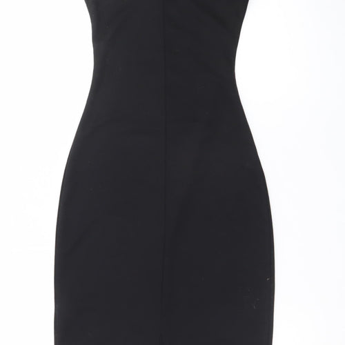 Pull&Bear Women's Black XS Sleeveless Bodycon Jersey Dress